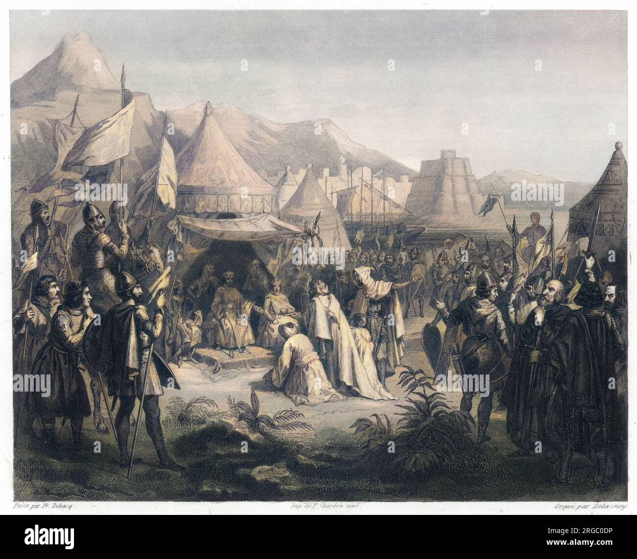 Dopo la PRIMA CROCIATA i Crociati dopo un lungo assedio prendono TRIPOLI, dove distruggono la famosa biblioteca Foto Stock