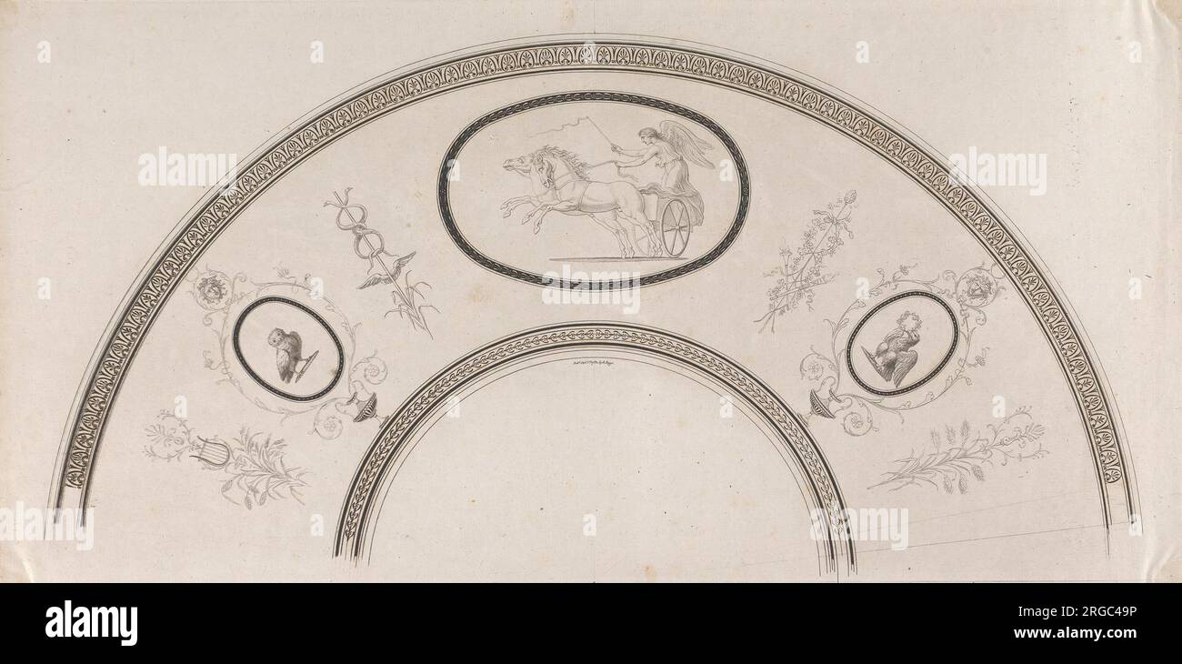 Fan Mount: Decorato con tre medaglioni, il medaglione centrale è di un angelo che guida un carro a due cavalli 1782 di Francesco Bartolozzi Foto Stock