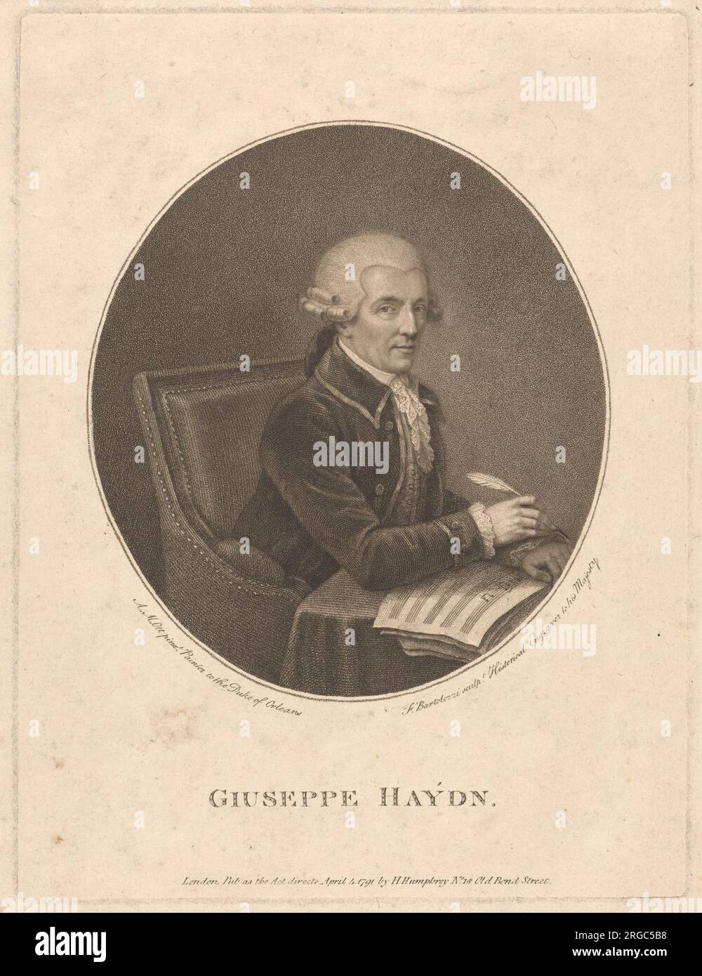 Ritratto di Joseph Haydn 1791 di Francesco Bartolozzi Foto Stock