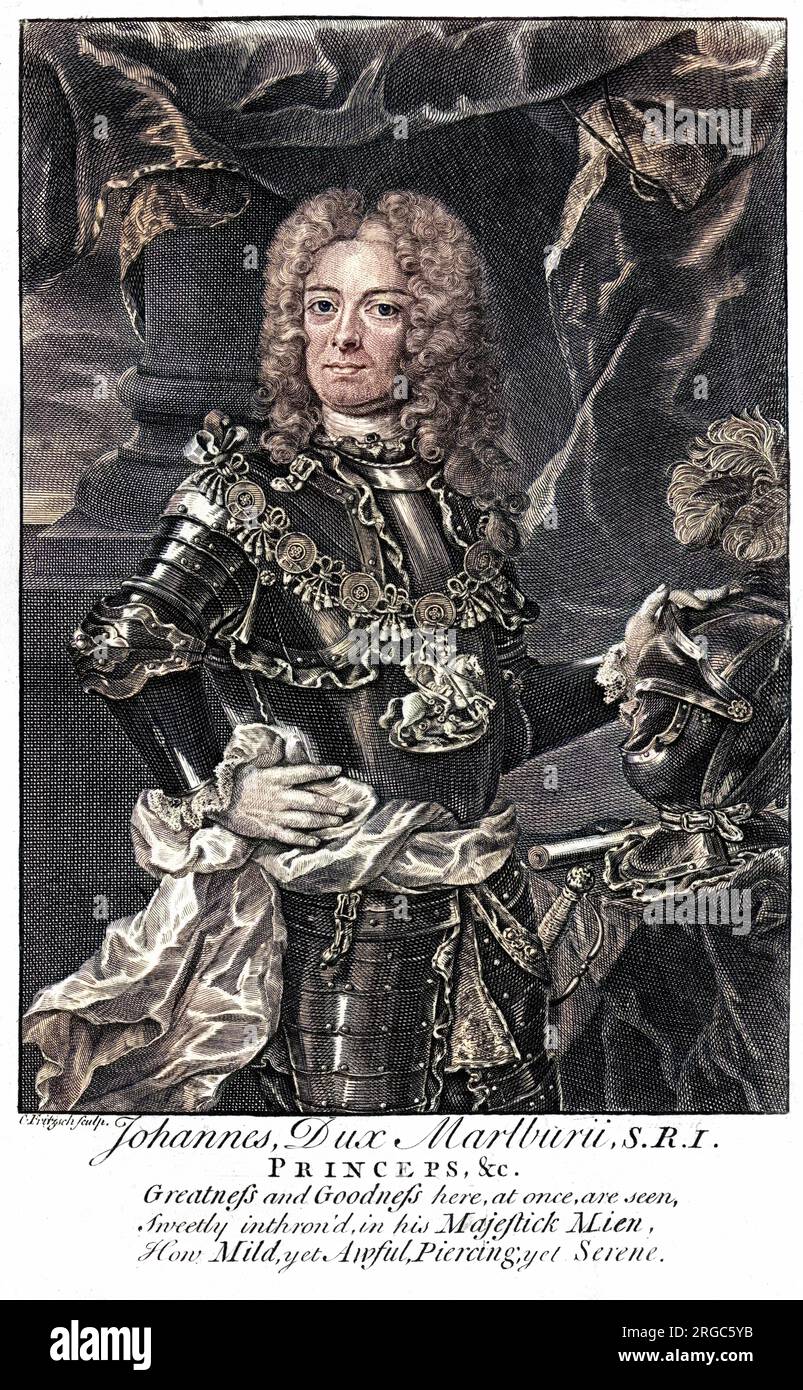 JOHN CHURCHILL primo duca di MARLBOROUGH Comandante militare britannico '... Suo Majestick Mien, quanto mite, ma orribili, piercing ma serene.' Foto Stock
