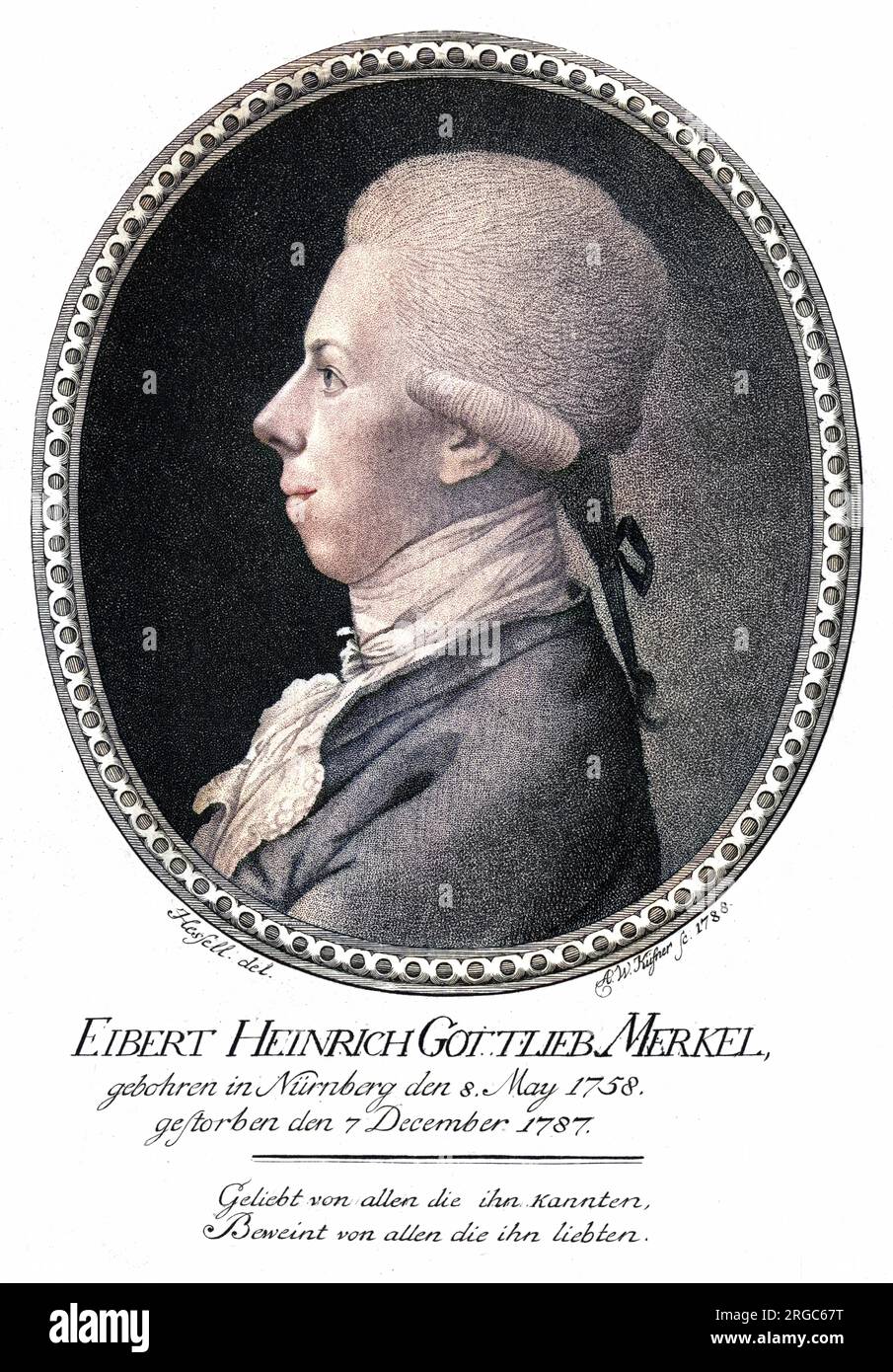 EIBERT HEINRICH GOTTLIEB MERKEL - tutto quello che sappiamo di questo cittadino di Nurnberg è che era 'amato da tutti coloro che lo conoscevano, lutto da tutti coloro che lo amavano'. Foto Stock