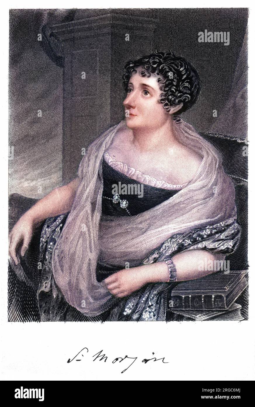 SYDNEY LADY MORGAN (nee Owenson) romanziere irlandese popolare, moglie di Sir Thomas Morgan MP, ritratto quando stava cominciando a mettere in peso. Foto Stock