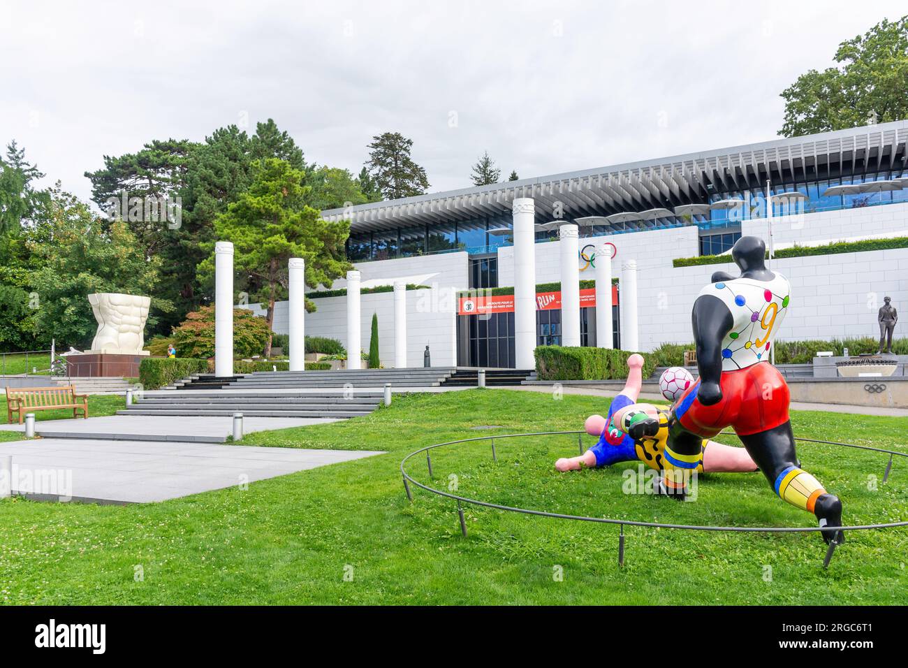 Ingresso al Museo Olimpico (Musée Olympique), Quai d'Ouchy, Losanna, Cantone di Vaud, Svizzera Foto Stock