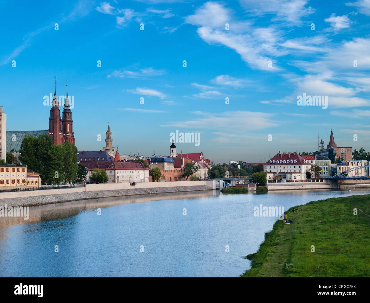 Panorama della città di Opole, Polonia Foto Stock