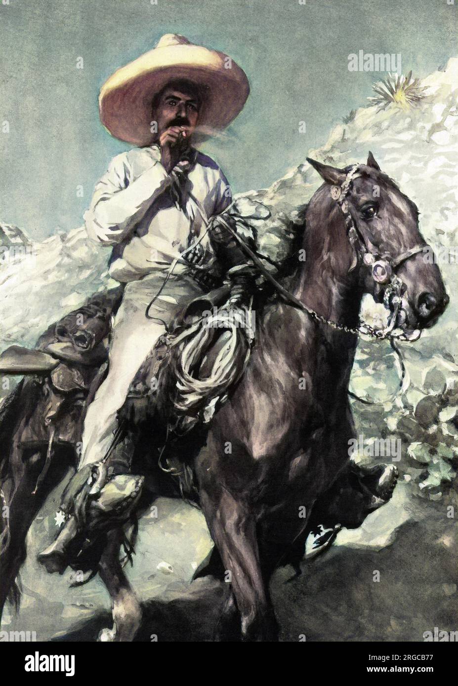 Ribelle ed eroe rivoluzionario messicano, Emiliano Zapata (1879-1919), i cui seguaci, conosciuti come zapatisti, lottarono per il ripristino delle terre sottratte al popolo dall'ex presidente Diaz. Il loro motto era "Terra e libertà". Foto Stock Ribelle ed eroe rivoluzionario messicano, Emiliano Zapata (1879-1919), i cui seguaci, conosciuti come zapatisti, lottarono per il ripristino delle terre sottratte al popolo dall'ex presidente Diaz. Il loro motto era "Terra e libertà". Foto Stock