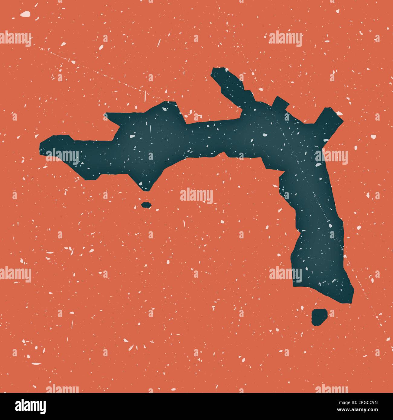 Mappa d'epoca di Peter Island. Mappa grunge con texture sdrucciolevole. Poster di Peter Island. Illustrazione vettoriale. Illustrazione Vettoriale