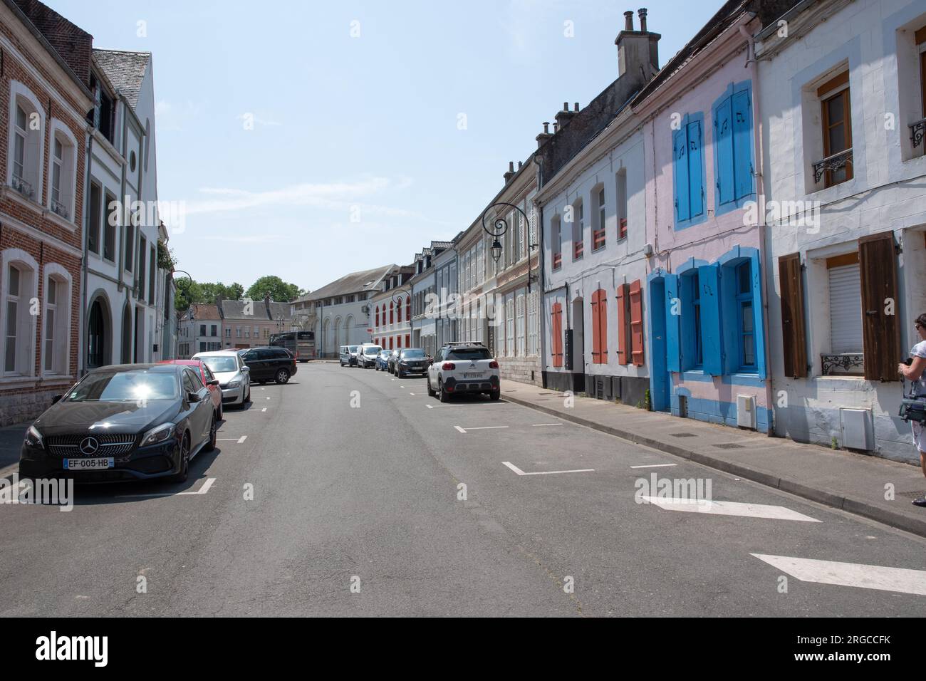 Montreuil-sur-Mer, Place Saint Jacques, ex mercato del bestiame Foto Stock