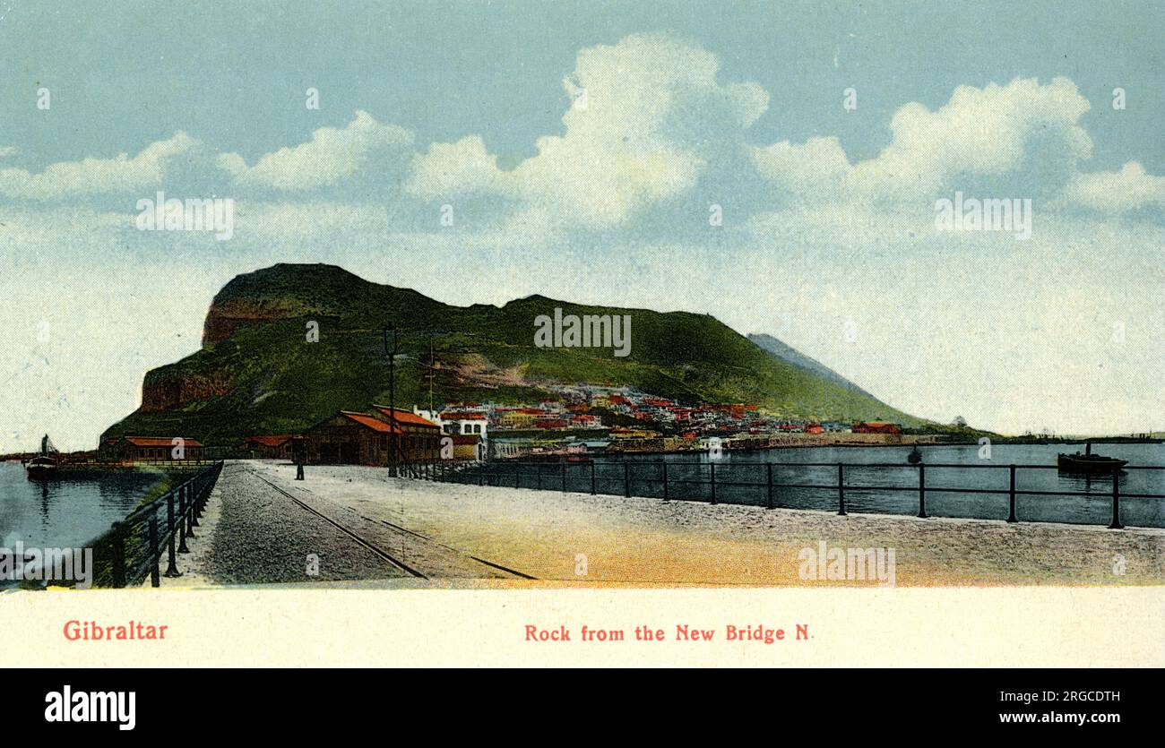 Vista della roccia dal nuovo Ponte Nord, Gibilterra Foto Stock