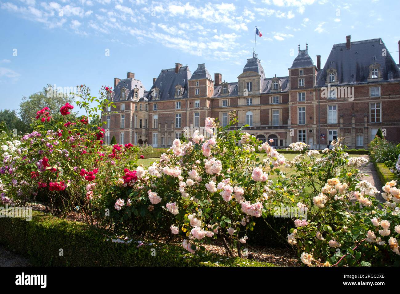 Château d' EU vista dal giardino delle rose Foto Stock