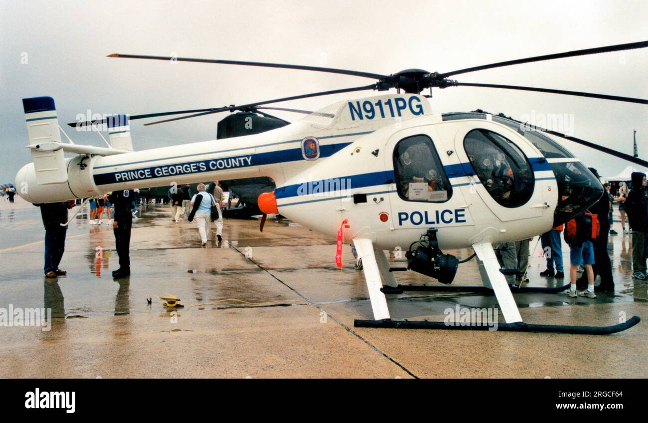 McDonnell Douglas MD520N N911PG (msn LN091), della polizia della contea del principe George. Foto Stock