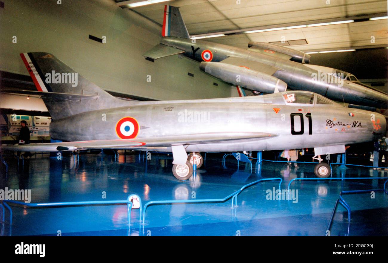 Dassault Mystere IVA 01 (msn 01), primo della famiglia Mystere IVA, al Musee de l'air et de l'espace, le Bourget, vicino a Parigi. Foto Stock