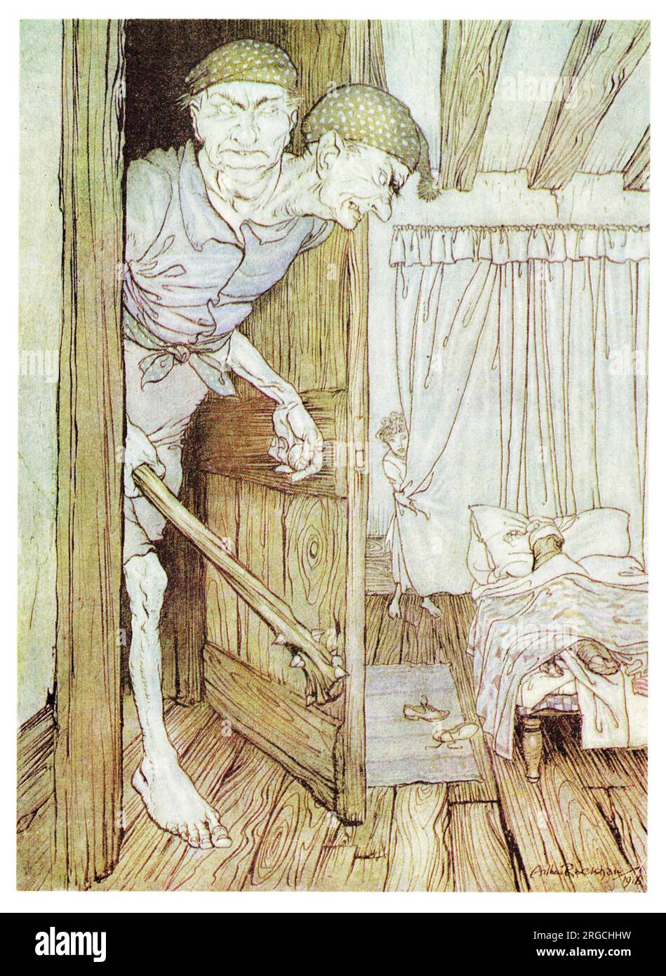 Il gigante gallese a due teste, illustrazione del libro di Arthur Rackham Foto Stock