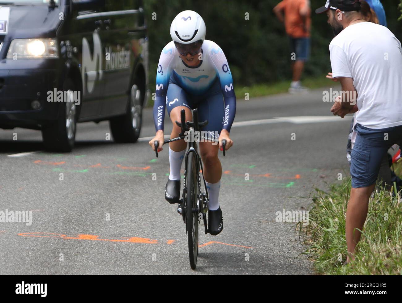 MACKAIJ Floortje di Movistar Teamdurante il Tour de France Femmes avec Zwift, Stage 8, cronometro, Pau-Pau (22,6 km) il 30 luglio 2023 in Francia - foto Laurent Lairys / DPPI Foto Stock