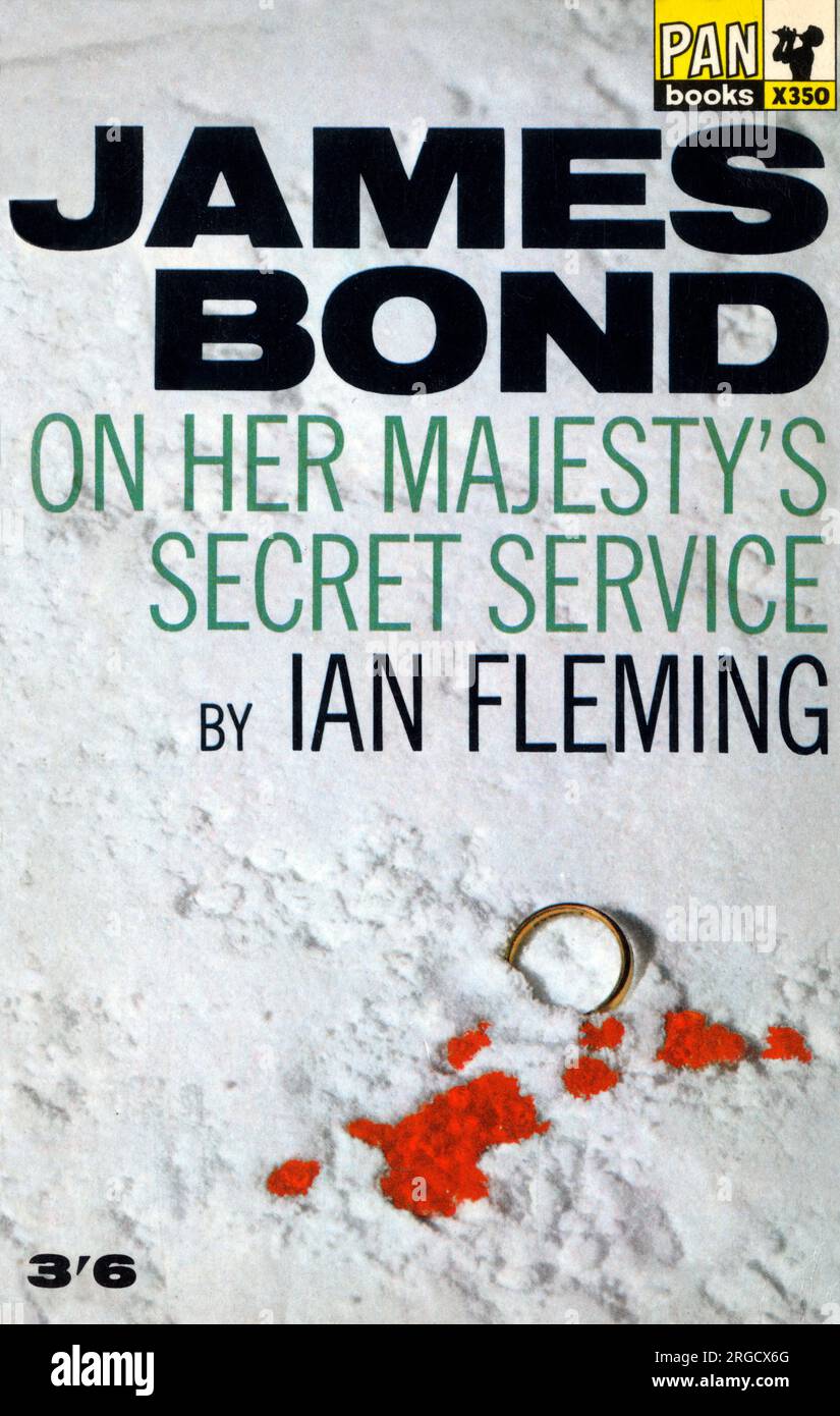 Copertina del libro - James Bond - On Her Majesty's Secret Service di Ian Fleming, pubblicata da PanBook Ltd., Londra. Foto Stock