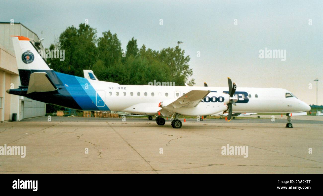 Saab 2000 se-002 (msn 002), come una struttura di volo istruttiva alla Flygteknik Technical Traning School, Nykoping. Foto Stock