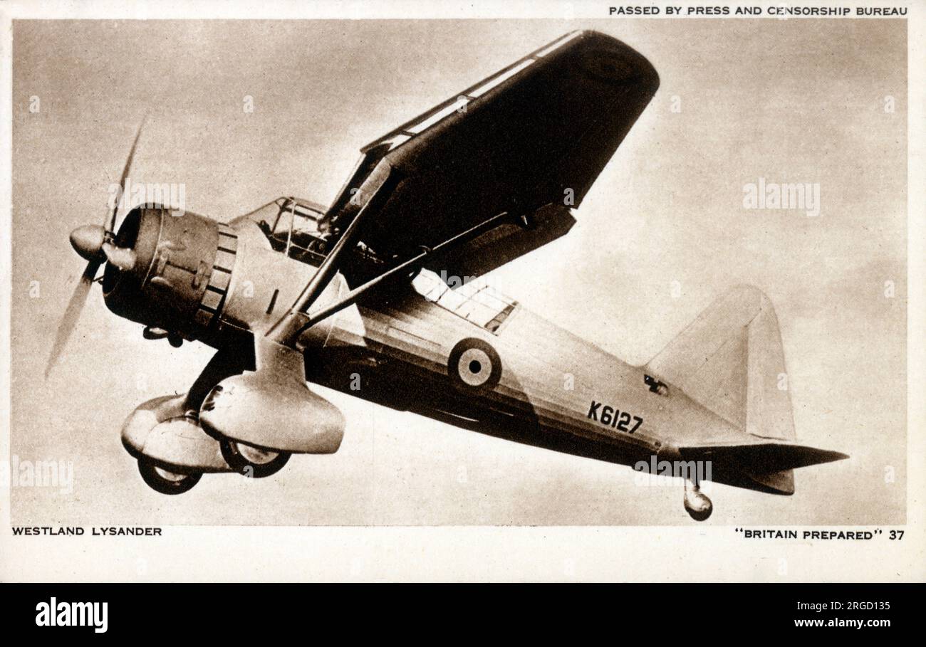 Un Lysander Westland della Royal Air Force (RAF). Foto Stock