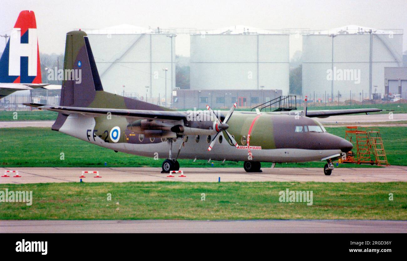 Ilmavoimat - Fokker F-27-100 Friendship FF-2 (msn 10300), di TukiLLV. (Suomen ilmavoimat - forza aerea finlandese). Foto Stock