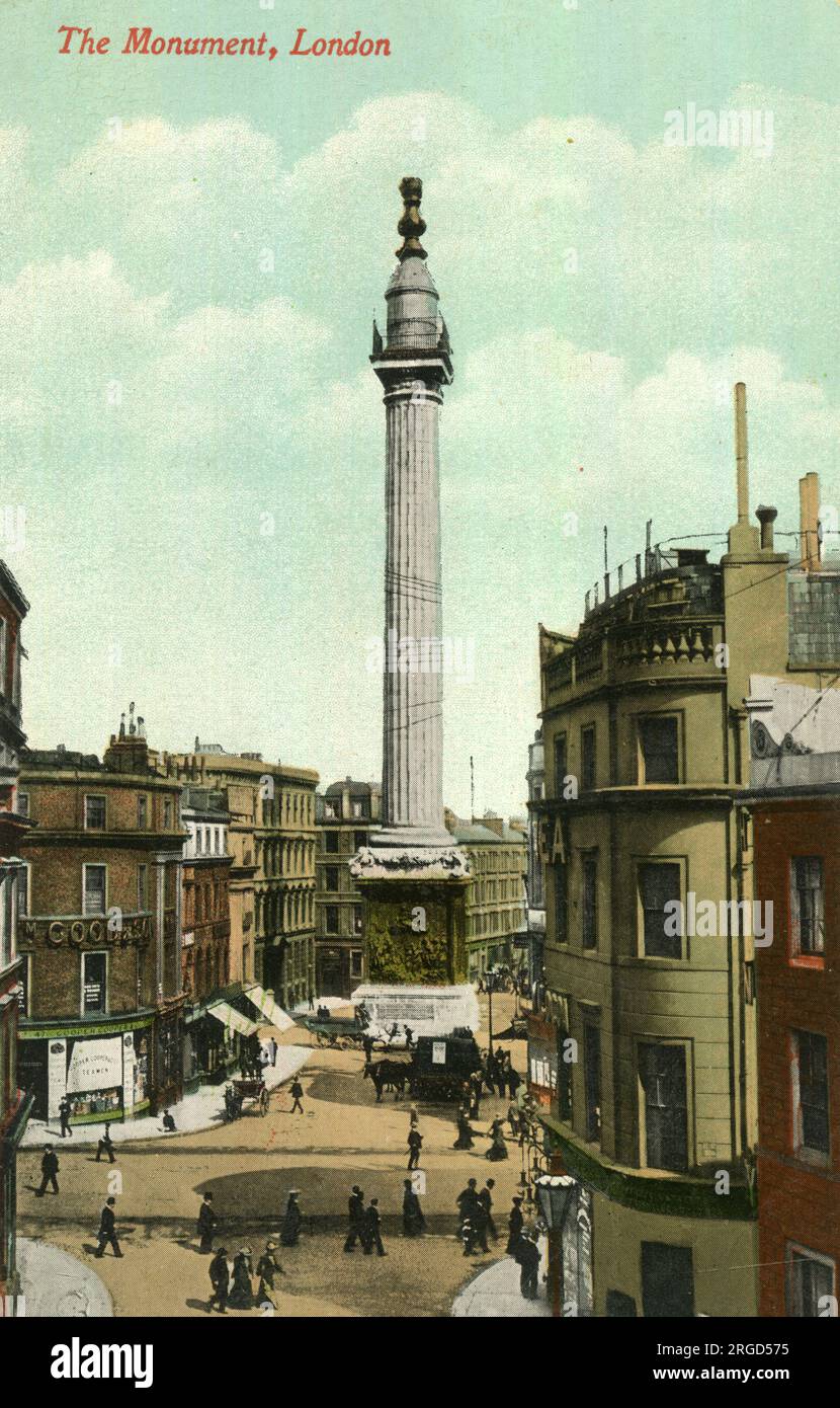 Il Monumento, Londra, che commemora il grande incendio di Londra Foto Stock