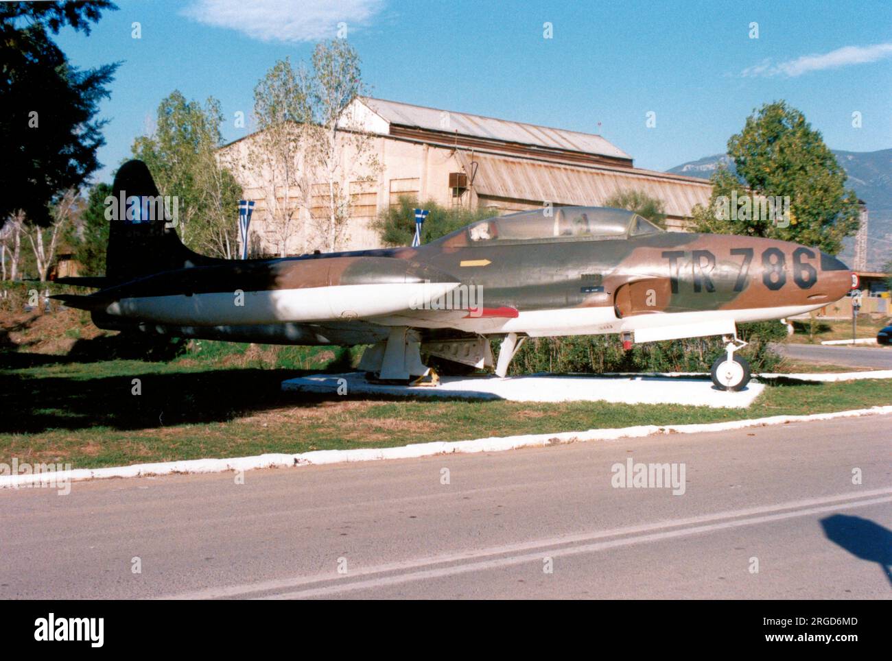 Hellenic Air Force - Lockheed T-33A-1-lo Shooting Star 35786 (msn 580-8368, ex 53-9125 buzz numero TR-786), presso la base aerea di Kalamata, Grecia Foto Stock
