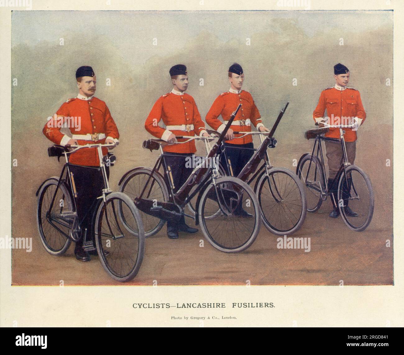 Ciclisti, Lancashire Fusiliers Foto Stock