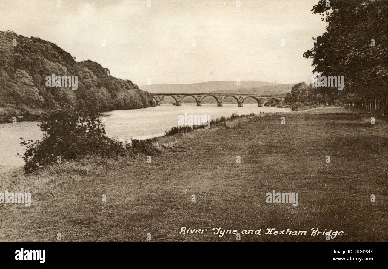 River Tyne e Hexham Bridge, Northumberland Foto Stock