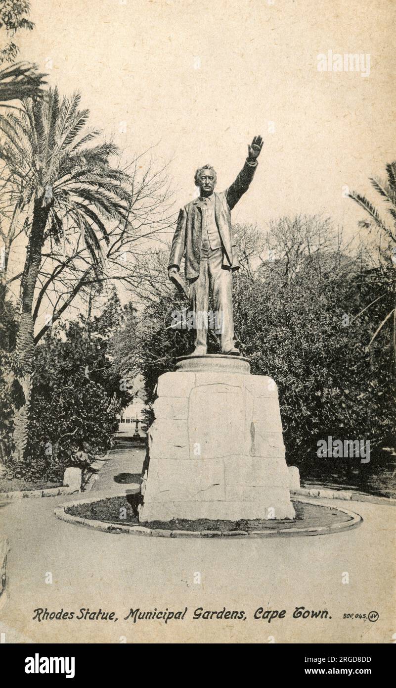 Statua di Cecil Rhodes, giardini municipali, città del Capo, Sudafrica Foto Stock