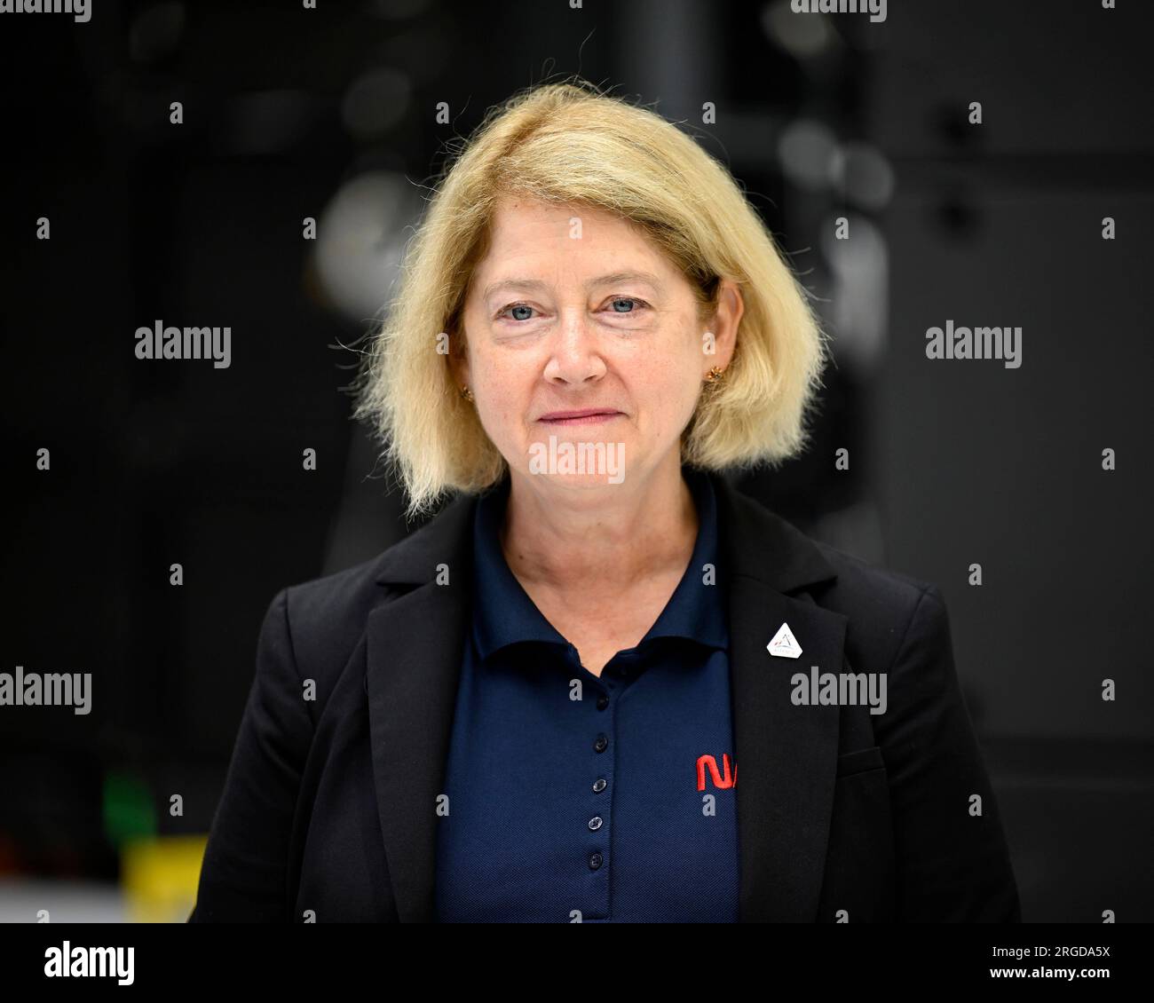 L'Amministratore associato della NASA, Pam Melroy risponde alle domande dei media mentre visita la navicella spaziale Orion mentre è in preparazione per la loro missione prevista per la fine del 2024. Foto di Joe Marino/UPI Credit: UPI/Alamy Live News Foto Stock