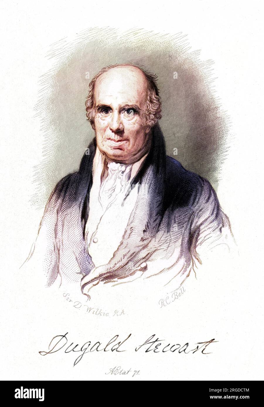 DUGALD STEWART filosofo scozzese con il suo autografo Foto Stock
