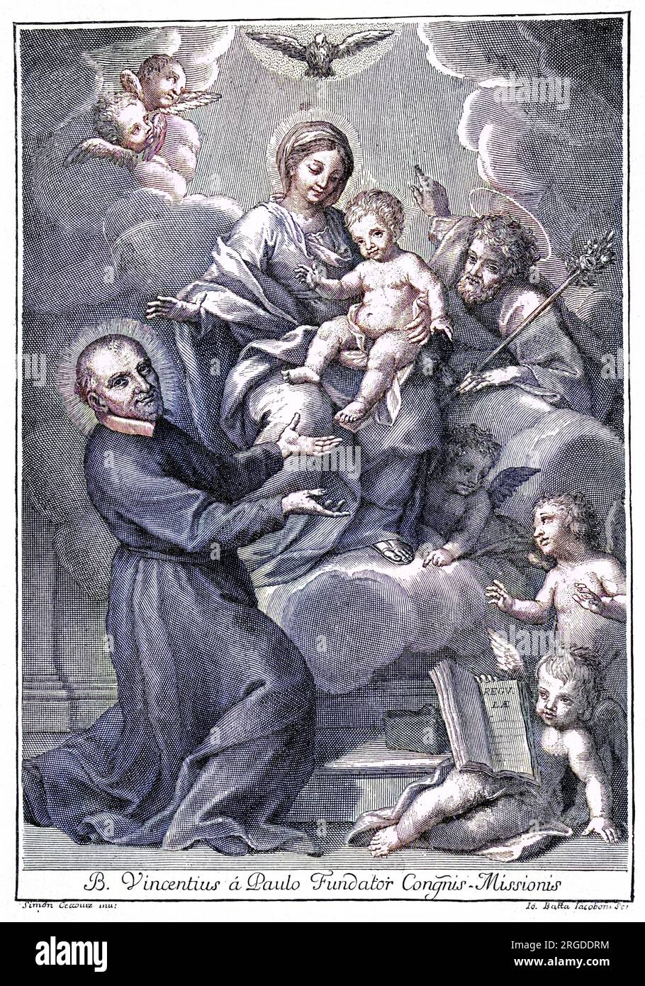 SAINT VINCENT DE PAUL - sacerdote francese impegnato in beneficenza per anziani e infermi, per non dimenticare i bambini... Foto Stock