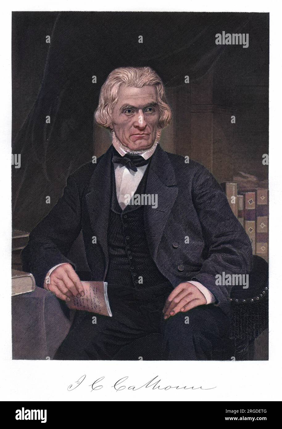 JOHN CALDWELL CALHOUN (1782 - 1850), statista americano con il suo autografo. Foto Stock