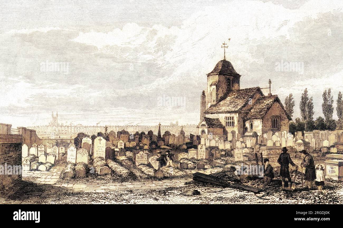 Vecchia chiesa di St Pancras, disegnata otto anni dopo essere stata sostituita dalla nuova chiesa. Foto Stock