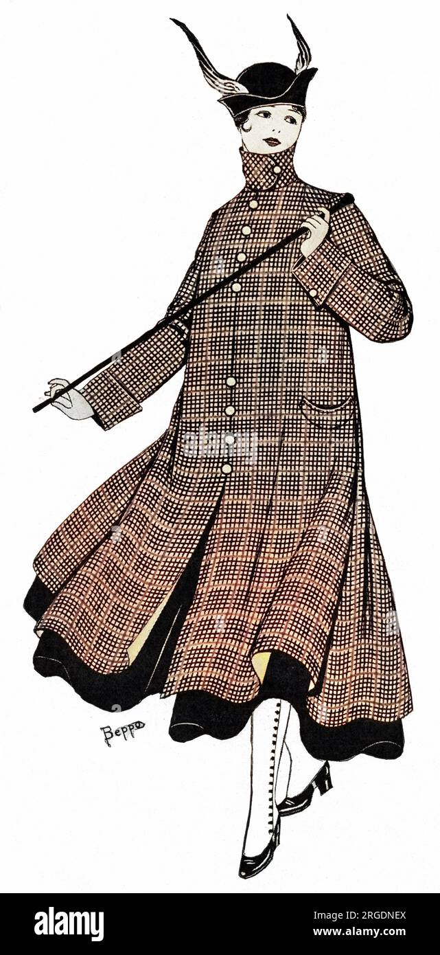 Un elegante cappotto di Glenfishie check cheviot disponibile da Scott Adie's.. Foto Stock