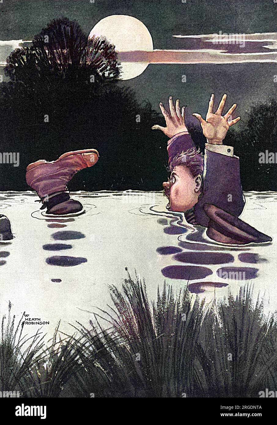 L'agente speciale (che si è allontanato in Highgate Ponds): Buon cielo! C'è un periscopio! Anzi, è il suo piede. Un commento umoristico sulla crescente paura dei sottomarini tedeschi durante la prima guerra mondiale. Foto Stock