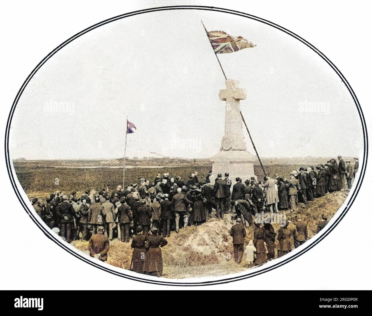 Lord Mayor di Liverpool a Givenchy, un villaggio francese adottato: Una cerimonia al 55th West Lancashire Division Memorial. Parte della British League of Help 'adozione' delle città francesi da parte degli inglesi per aiutare a ricostruire le aree devastate della Francia dopo la prima guerra mondiale. Foto Stock