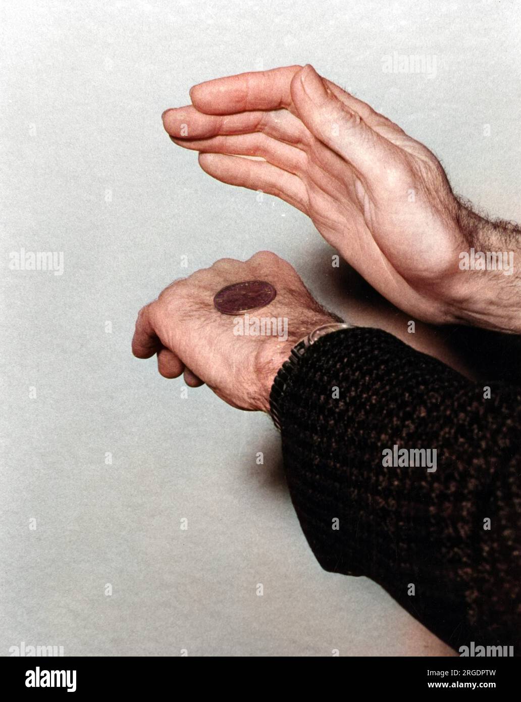 Testa io vinco, croce tu perdi. Foto Stock