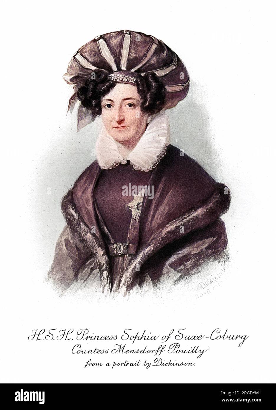 Principessa Sophia di Sassonia-Coburg-Saalfeld, contessa Mensdorff Pouilly (1778-1835), sorella del re Leopoldo i dei belgi e della duchessa di Kent, madre della regina Vittoria. Foto Stock