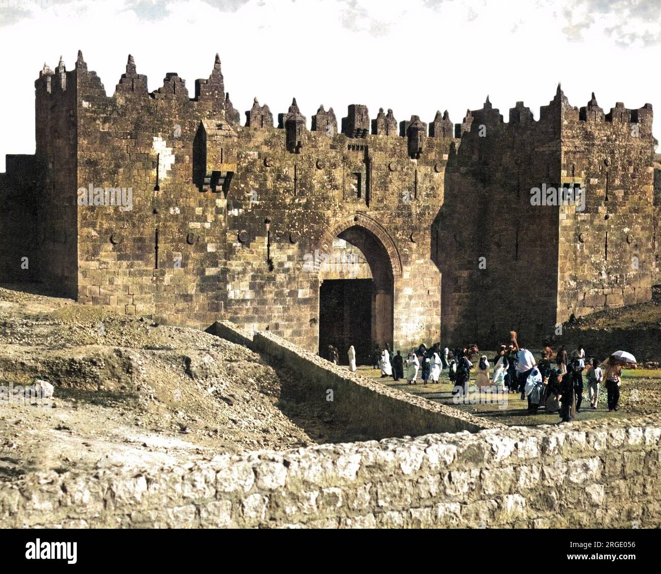 Porta di Damasco, Gerusalemme, Terra Santa. Foto Stock