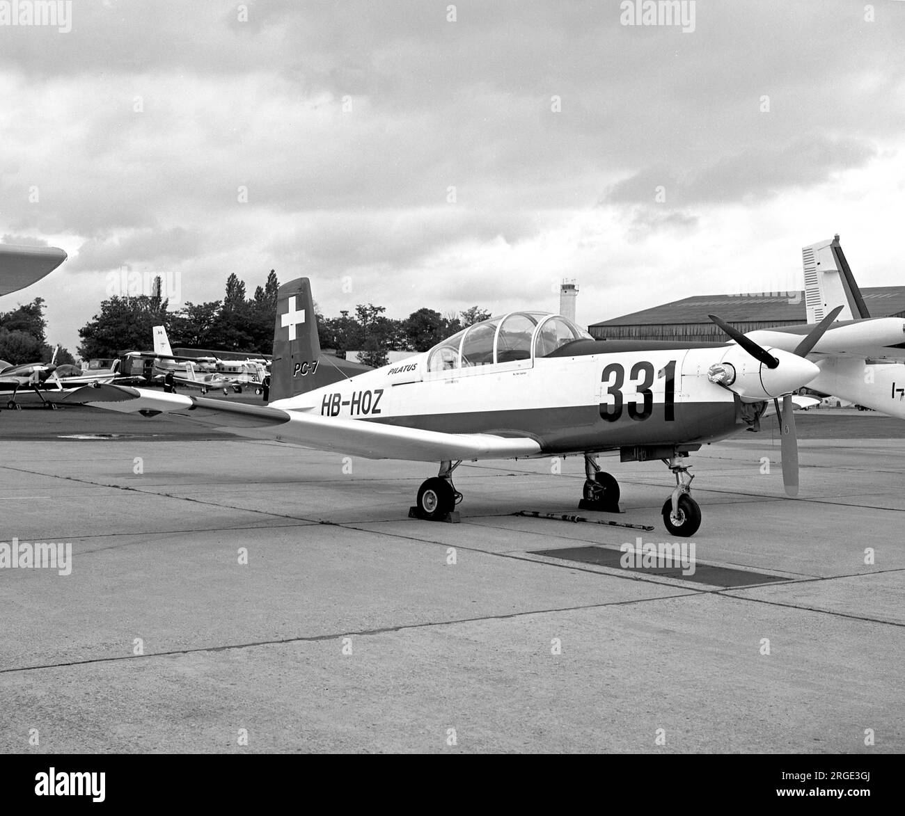 Pilatus PC-7 Turbo-Trainer HB-HOZ (msn 509-58), al Paris Air Show nel giugno 1977, con il serial "331". Foto Stock