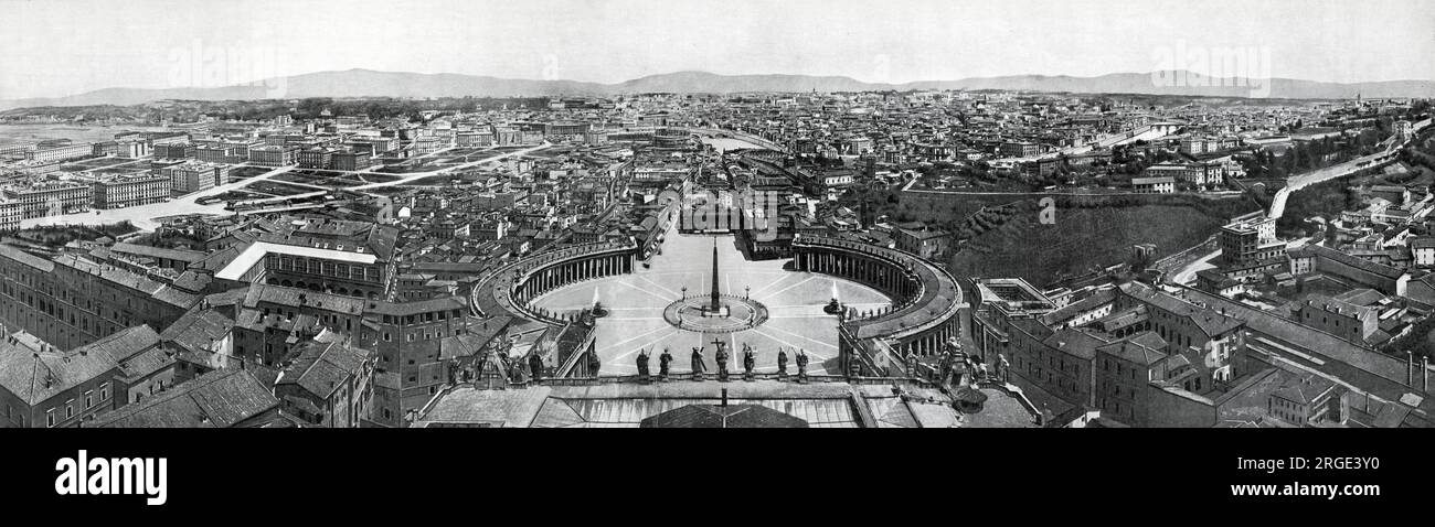 Roma, Italia - Panorama di Piazza San Pietro e della città. Foto Stock