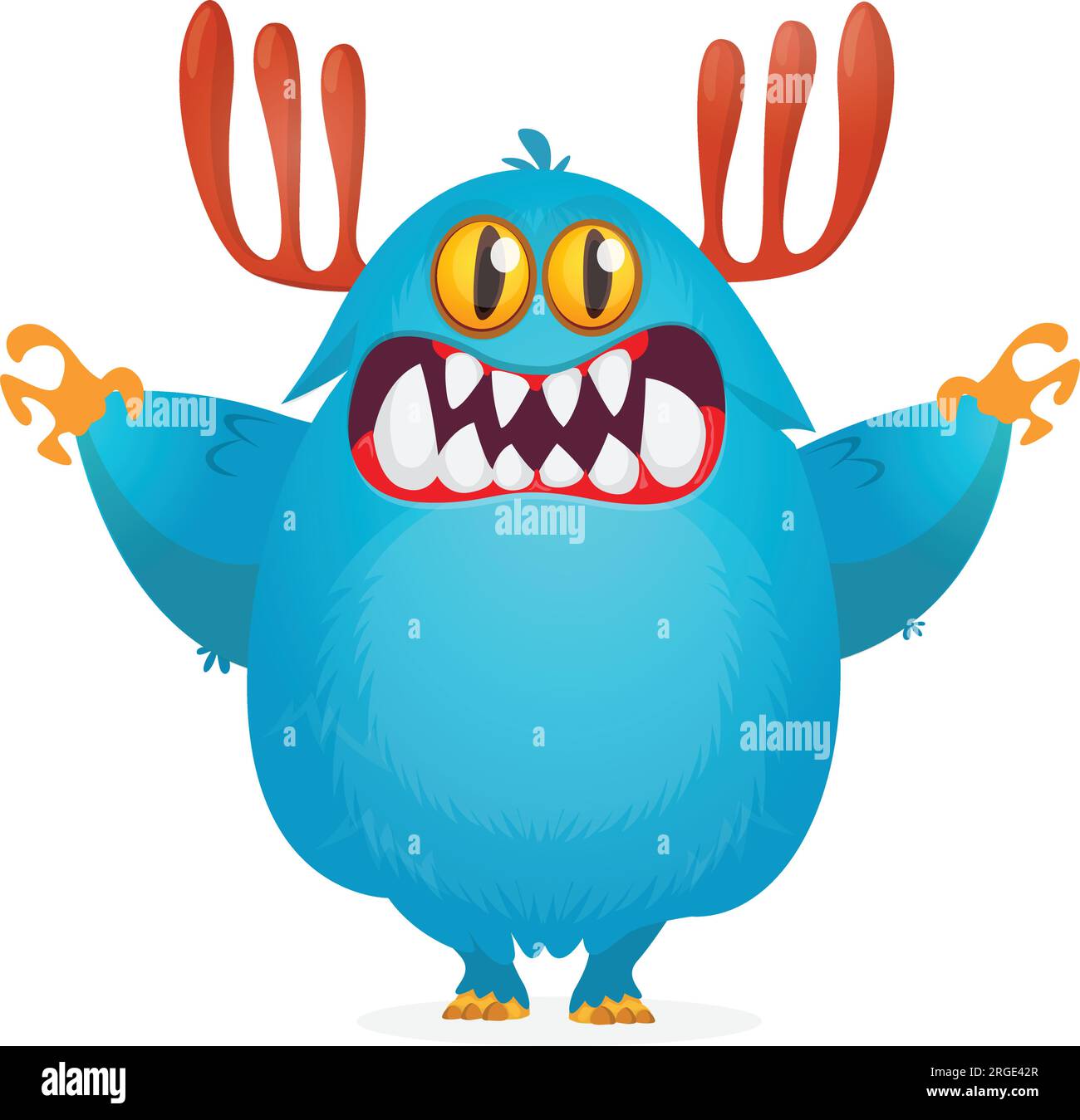 Divertente personaggio dei cartoni animati. Illustrazione della creatura yeti simpatica e felice bigfoot. Design Halloween. Ottimo per decorazioni, poster o pacchetti Illustrazione Vettoriale