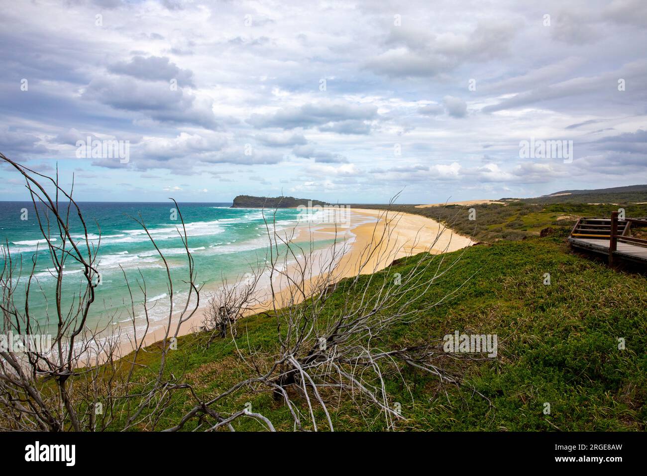 75 km circa di spiaggia sulle Isole Fraser con vista su Indian Head, Queensland, Australia 2023, vista oceano Foto Stock