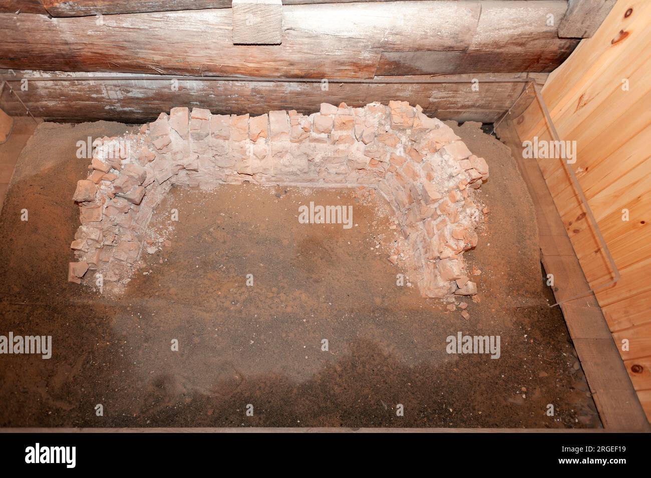 USA, Roma, New York. Originale focolare di camini scavato a Fort Stanwix. Foto Stock