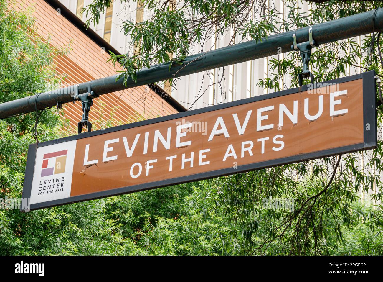 Charlotte North Carolina, South Tryon Street, Levine Avenue of the Arts, Center for the Arts, informazioni sui cartelli stradali Foto Stock