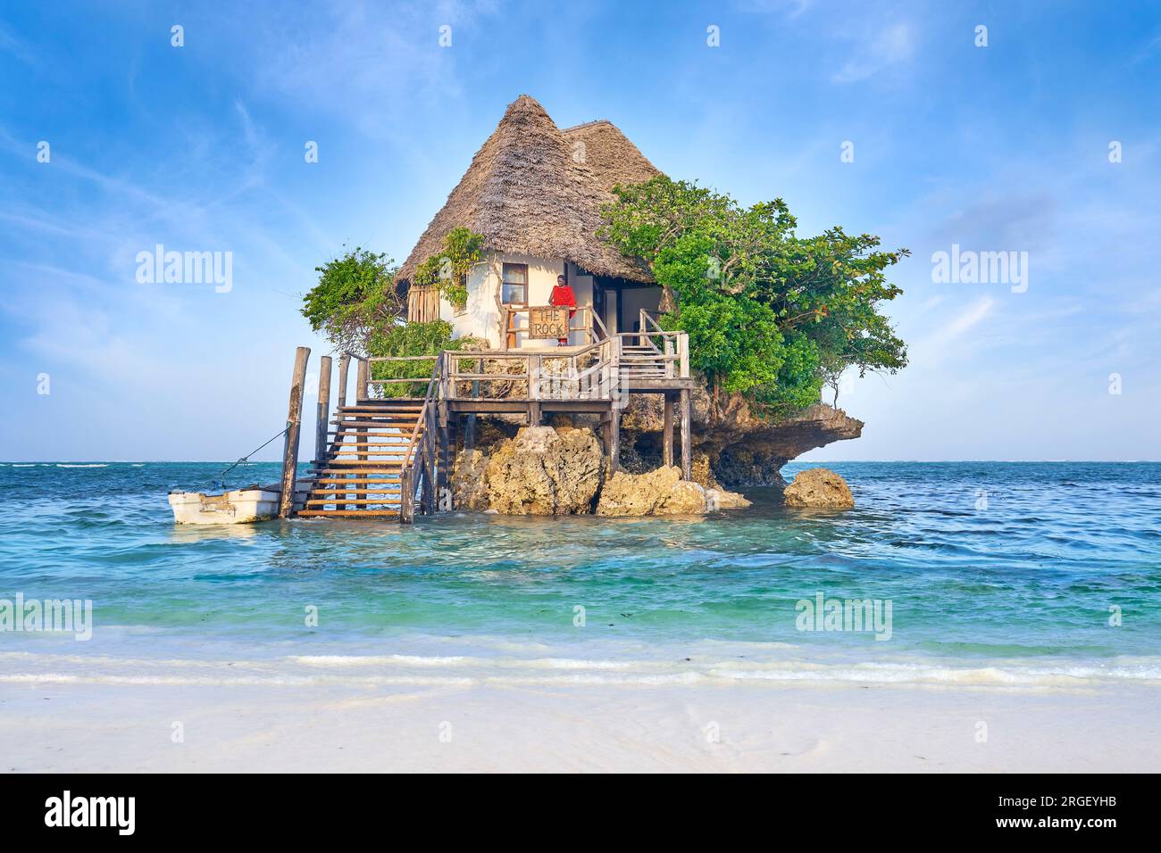 The Rock Restaurant, Pingwe, Michamvi Peninsula, Zanzibar, Tanzania, Africa orientale Foto Stock
