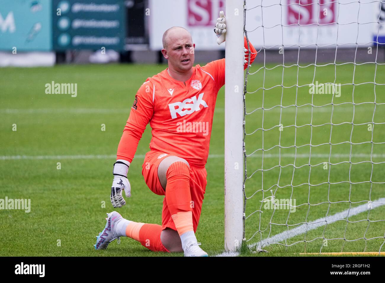 Southport contro Warrington Town 5 agosto 2023 Big Help Stadium .Southport. Vanarama National League North. Southport 0 Warrington Town 4.TONY THOMPSON Foto Stock