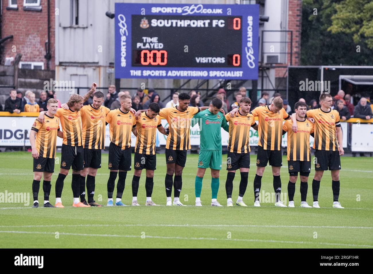 Southport contro Warrington Town 5 agosto 2023 Big Help Stadium .Southport. Vanarama National League North. Southport 0 Warrington Town 4 Foto Stock