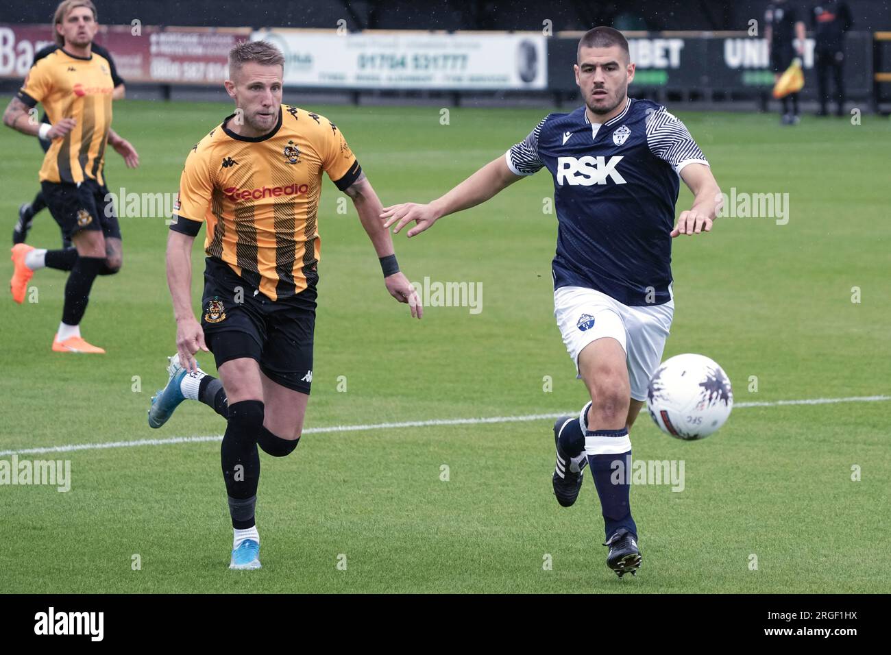 Southport contro Warrington Town 5 agosto 2023 Big Help Stadium .Southport. Vanarama National League North. Southport 0 Warrington Town 4. Marcus Carver in azione. Foto Stock