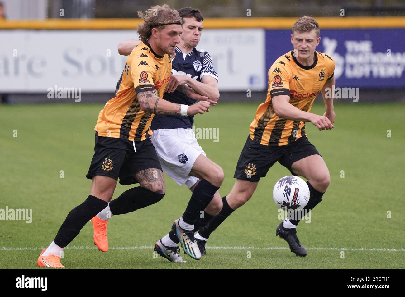 Southport contro Warrington Town 5 agosto 2023 Big Help Stadium .Southport. Vanarama National League North. Southport 0 Warrington Town 4. Jack Bainbridge di Southport in azione Foto Stock