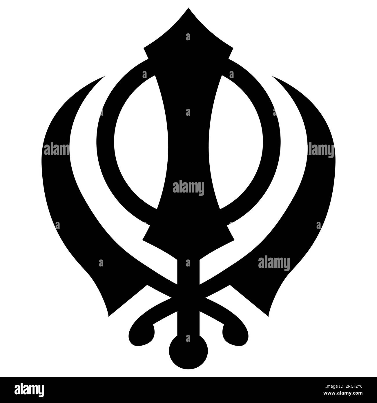 icona simbolo sikh nera piatta. Vettore simbolo Mandala. Logo Induismi Illustrazione Vettoriale
