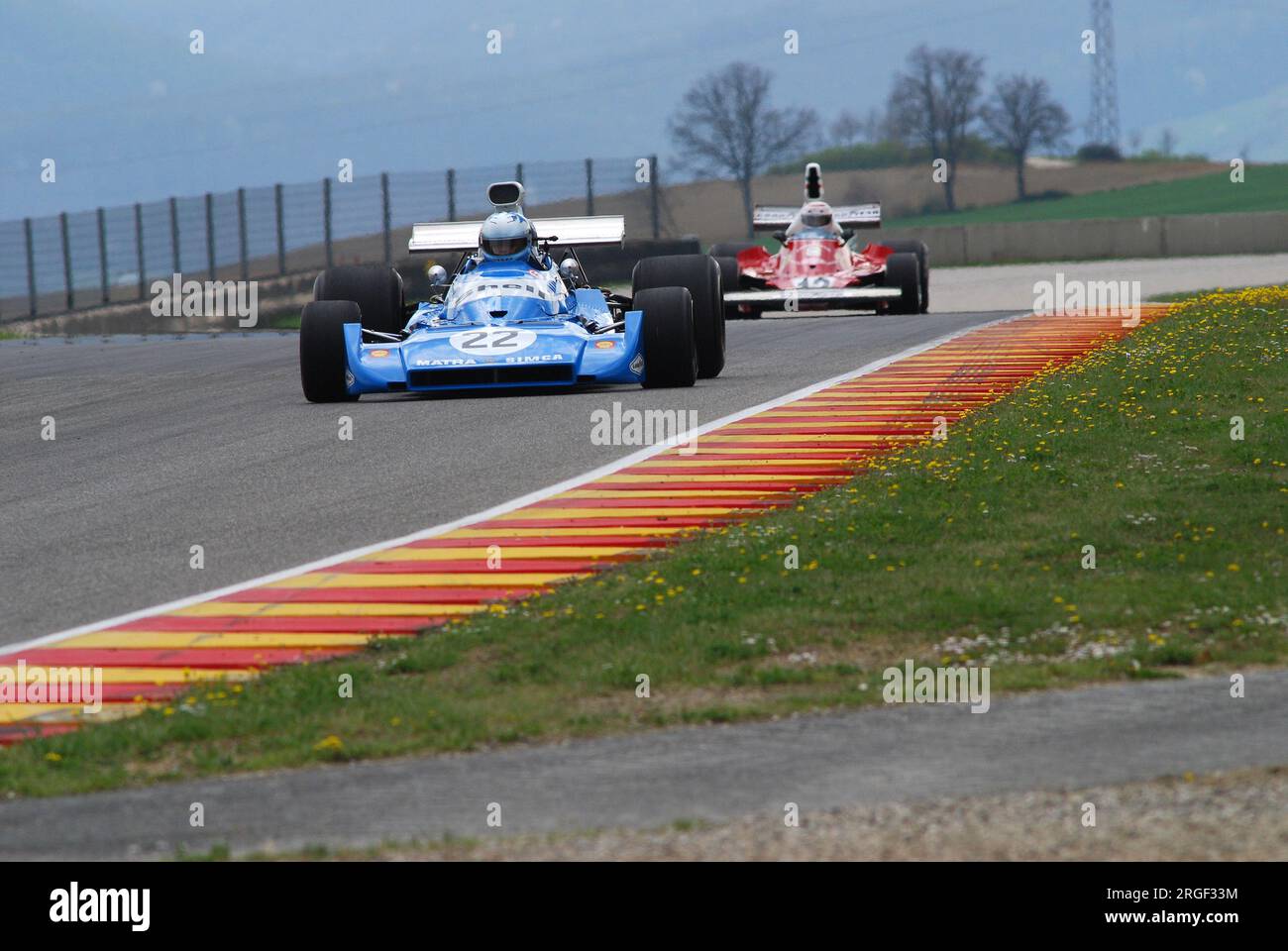 Circuito del Mugello 1 aprile 2007: Corsa sconosciuta con la storica Matra Simca MS120b 1971 al circuito del Mugello in Italia durante il Mugello Historic Festival. Foto Stock